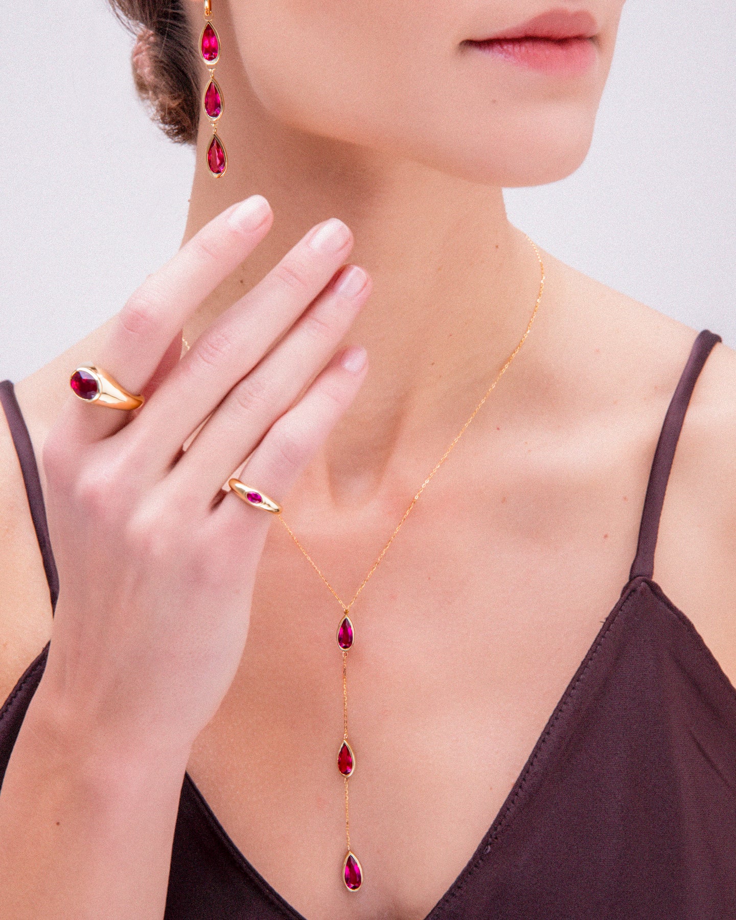 RUBELLITE LARIAT NECKLACE